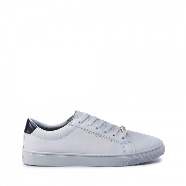 Tommy Hilfiger SNEAKERS LACETS ET TALON MTALLIQUE - 38 Blanc- Ref 75 €
