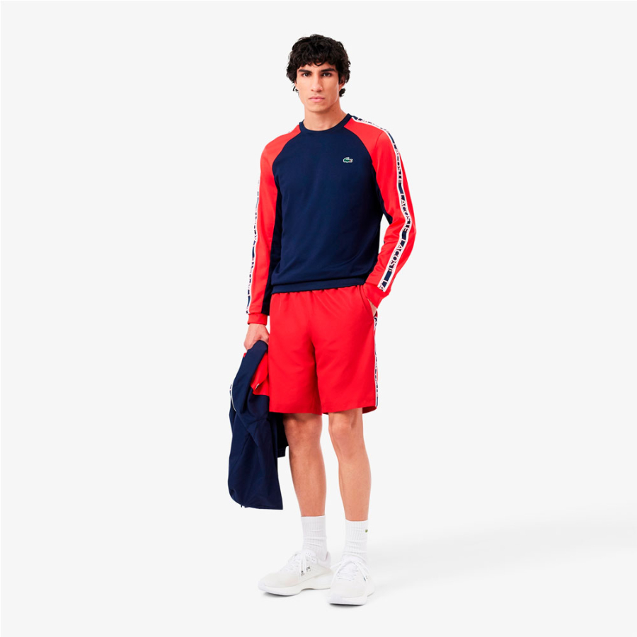 striped-shorts-with-sports-logo striped-shorts-with-sports-logo
