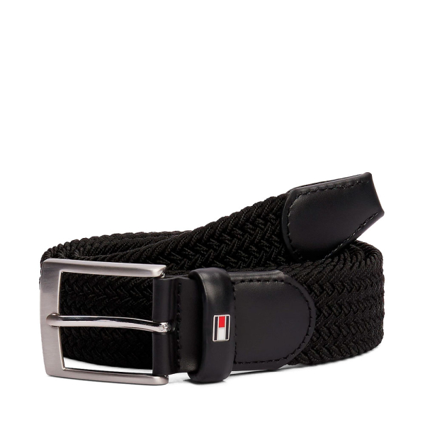Tommy Hilfiger Ceinture textile tresse lastique Adan ton sur ton - 90 Noir- Ref 40 €