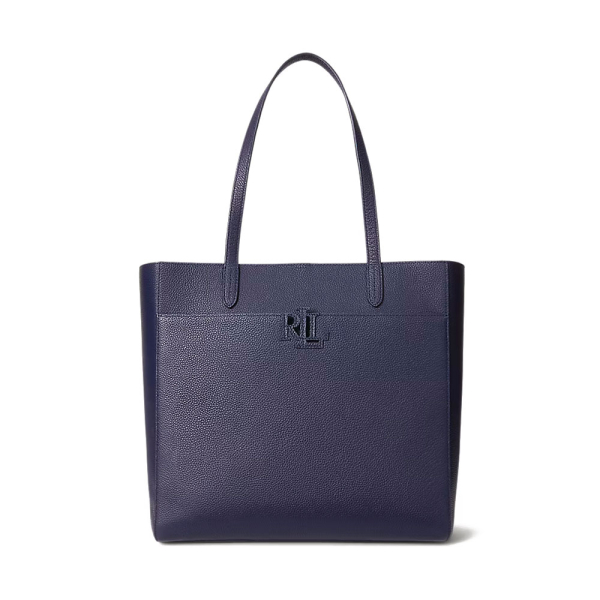 Ralph Lauren Grand sac fourre-tout en cuir grain Cameryn - U Bleu marine- Ref 259 €