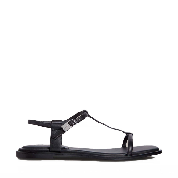 Calvin Klein SANDALES PLATES EN CUIR - 39 Noir- Ref 72 €