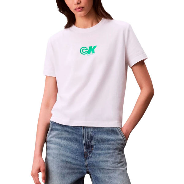 Calvin Klein T-shirts hauts et polos Blanc - T-shirt en maille slim avec logo CK - S - Ref 33 €