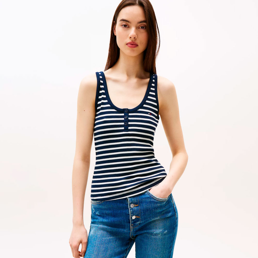 t-shirt-slim-sans-manches-a-col-henley t-shirt-slim-sans-manches-a-col-henley