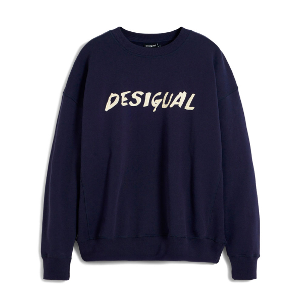 Desigual Vestes en maille et pulls Bleu marine - Sweat-shirt logo textur - M - Ref 56 €