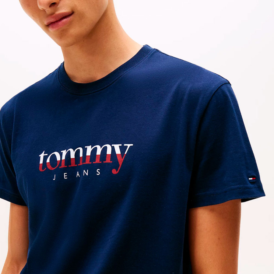 t-shirt-in-maglia-con-logo-e-scollo-tondo