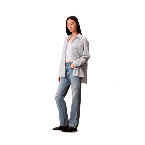 Calvin Klein Chemisiers et blouses Bleu - Chemise en popeline de coton raye - M - Ref 72 €