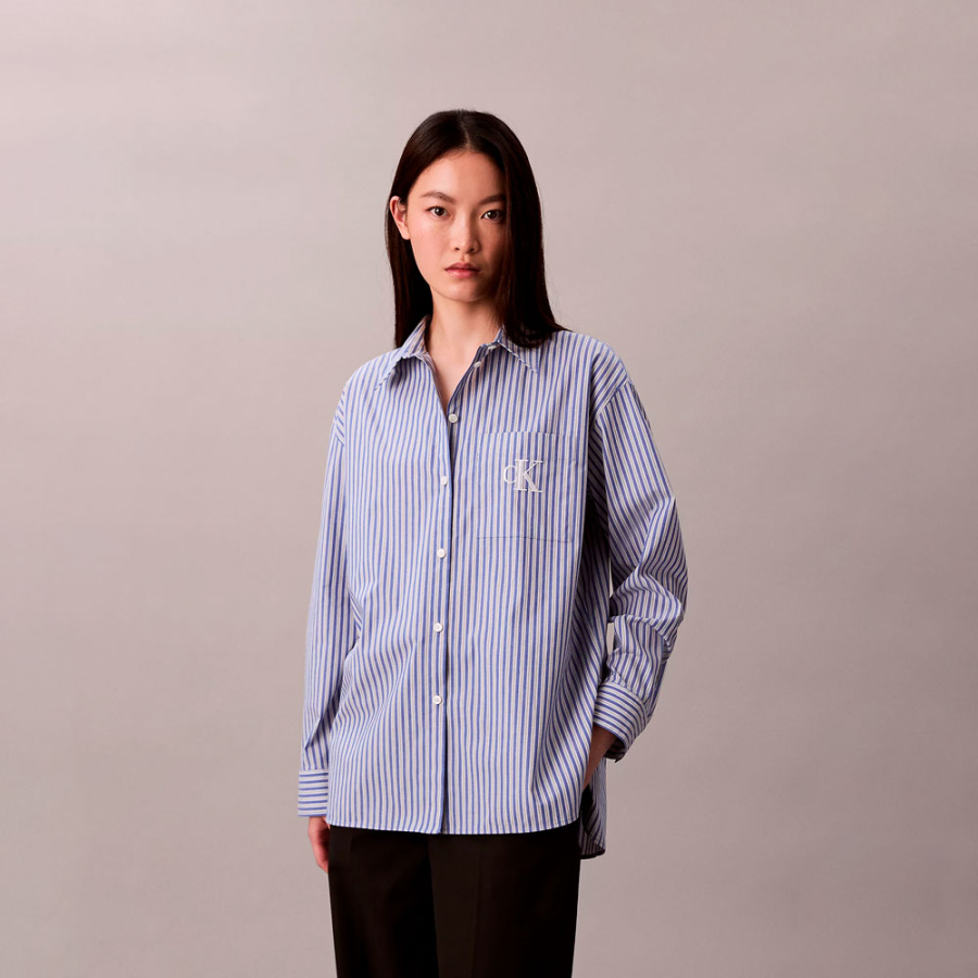 camicia-in-popeline-di-cotone-a-righe camicia-in-popeline-di-cotone-a-righe
