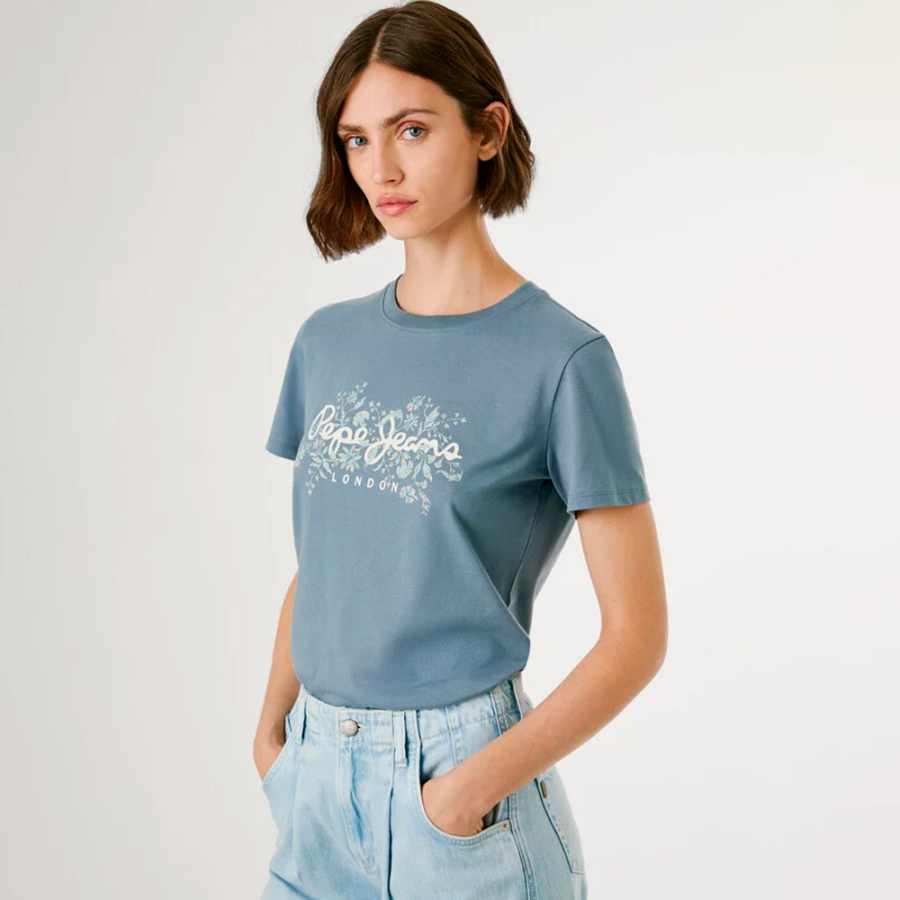 t-shirt-a-logo-imprime-floral t-shirt-a-logo-imprime-floral