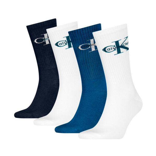 Calvin Klein Chaussettes Blanc Bleu - Lot de 4 chaussettes hautes - U - Ref 21 €