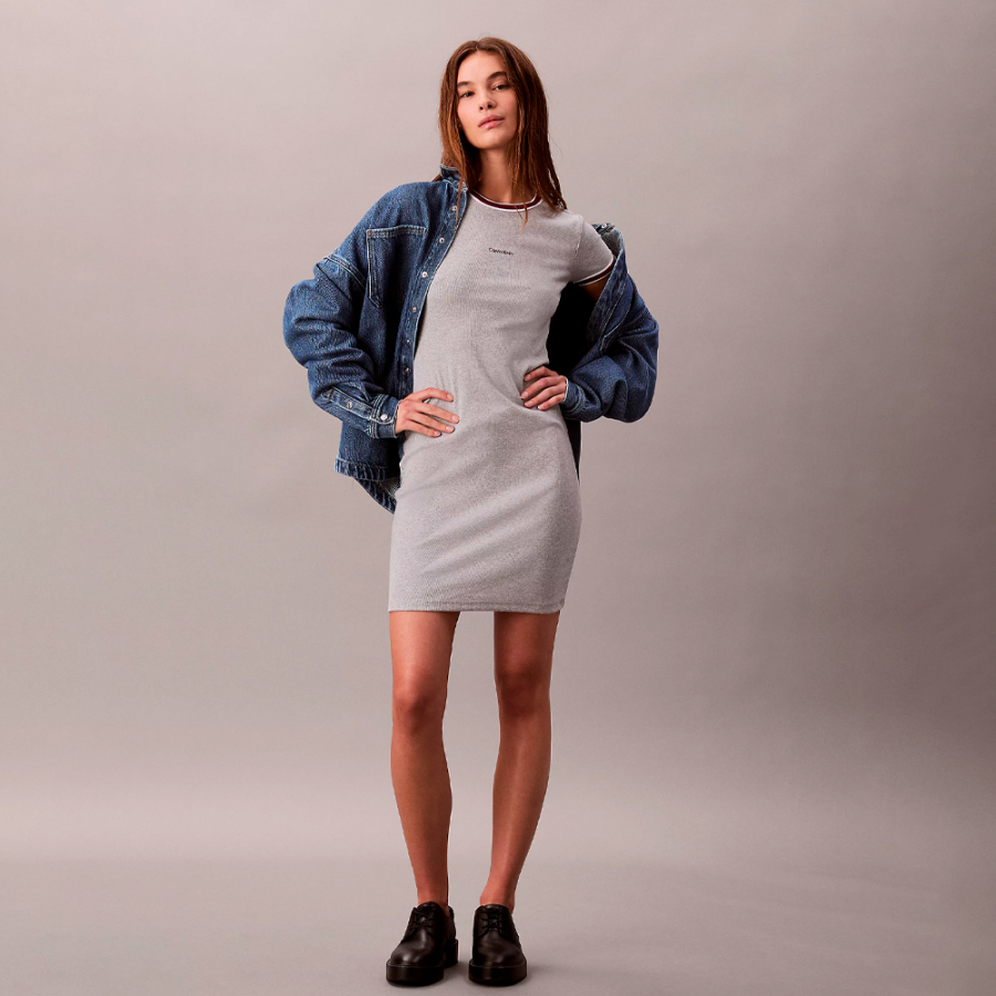 slim-fit-ribbed-sporty-shirt-dress