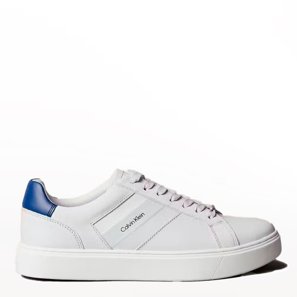 Calvin Klein Baskets en cuir et daim semelles souples - 45 Blanc- Ref 85 €