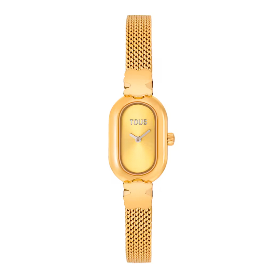 montre-analogique-icon-ovale-bracelet-en-acier-dore