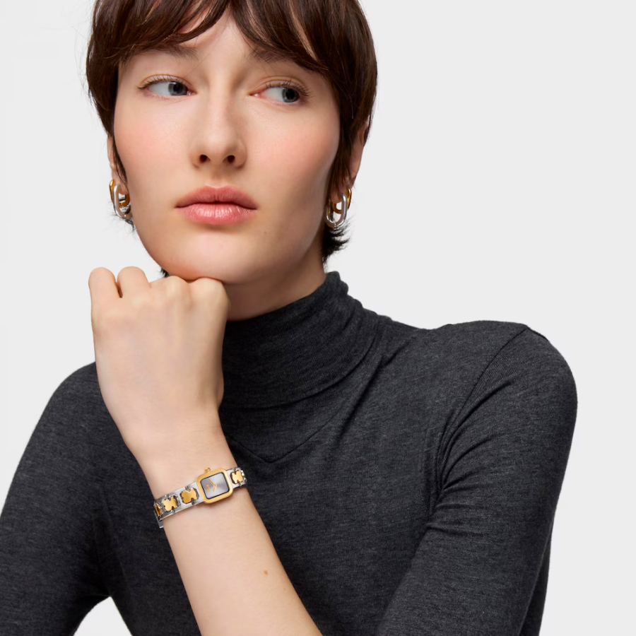 reloj-analogico-con-brazalete-de-acero-y-acero-dorado-icon-time