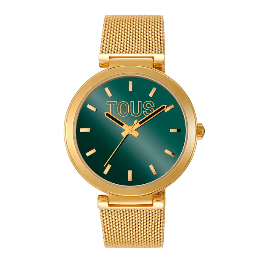 analoge-uhr-mit-grunem-zifferblatt-und-goldfarbenem-s-mesh-spiegelarmband analoge-uhr-mit-grunem-zifferblatt-und-goldfarbenem-s-mesh-spiegelarmband