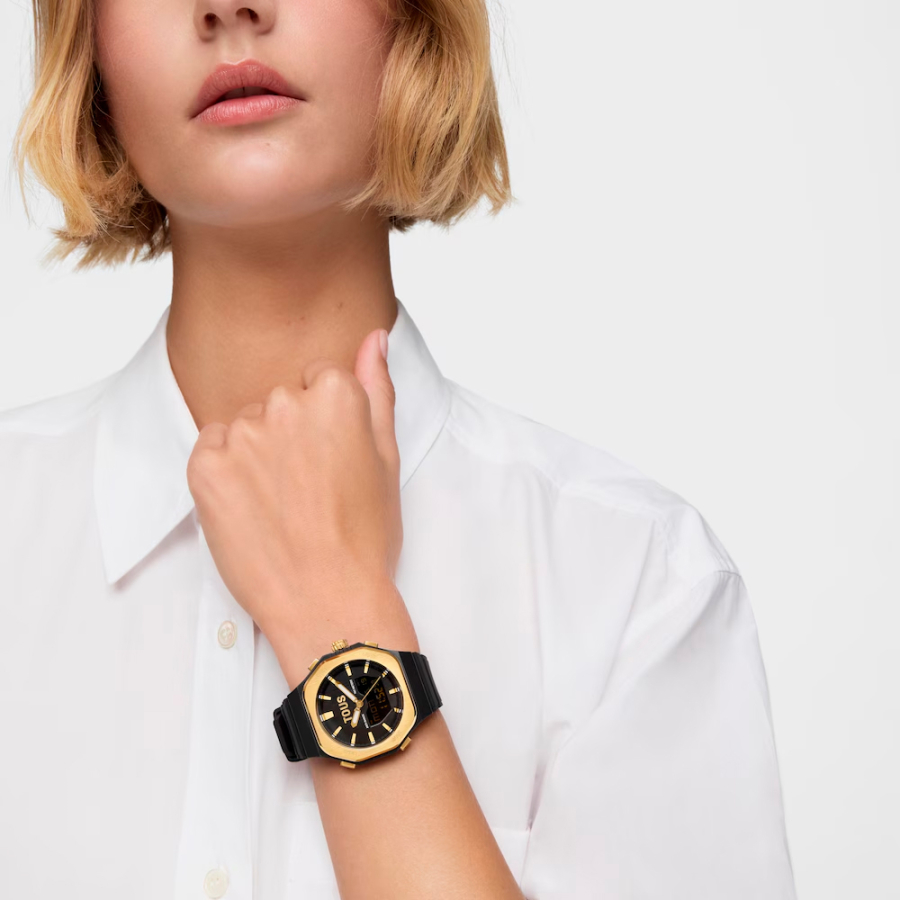 relogio-analogico-digital-bet-em-aco-banhado-a-ouro-com-pulseira-de-nylon-preta