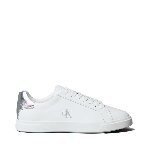 Calvin Klein Baskets - Brooke en cuir avec languette argente - 36 Blanc- Ref 70 €