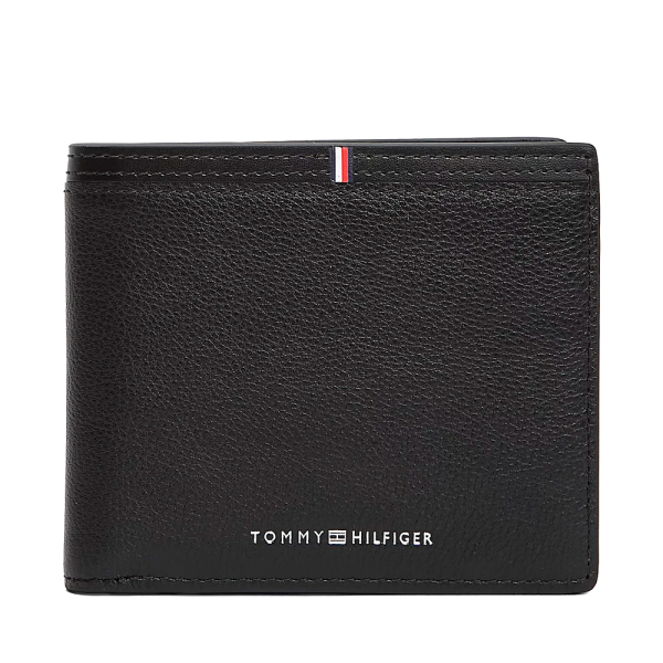 Tommy Hilfiger Portefeuille en cuir deux volets avec logo - U Noir- Ref 60 €