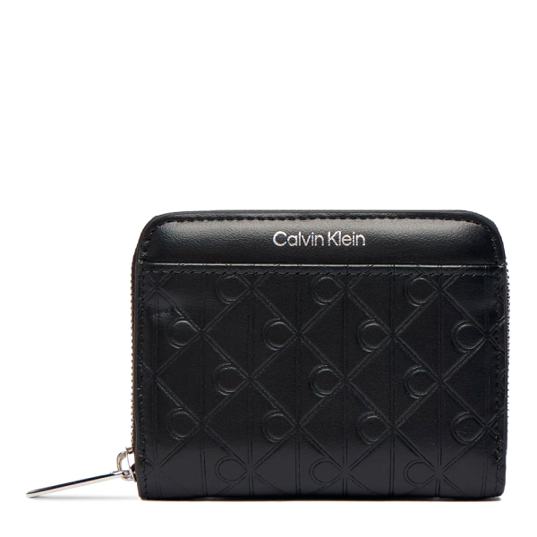 Calvin Klein Portefeuille fermeture clair avec logo emblmatique grav - U Noir- Ref 49 €