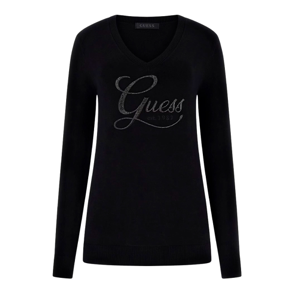Guess Vestes en maille et pulls Noir - Maillot avec logo strass - XS - Ref 56 €