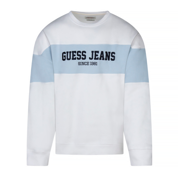 Guess Vestes en maille et pulls Blanc - Sweat-shirt col rond et rayures horizontales - L - Ref 55 €