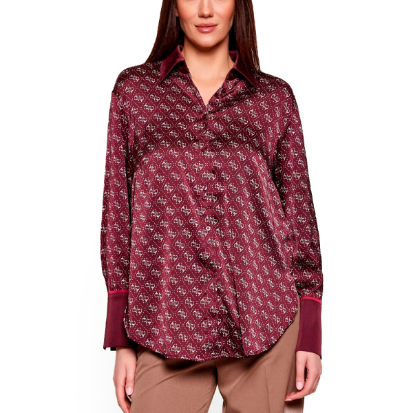 Guess Chemisiers et blouses Grenat - Chemise avec logo complet - XS - Ref 63 €