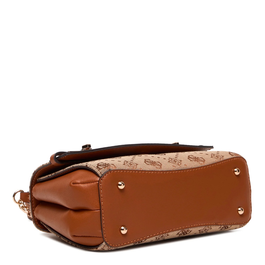 melinda-logo-top-handle-flap-bag