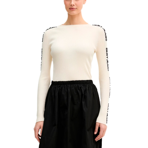 Dkny Vestes en maille et pulls Crme - SWEAT-SHIRT LOGO TRIM - L - Ref 52 €