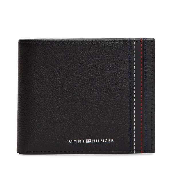 Tommy Hilfiger Portefeuille en cuir deux volets avec logo - U Noir- Ref 64 €