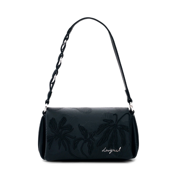 Desigual Petit sac fleurs en relief - U Noir- Ref 42 €