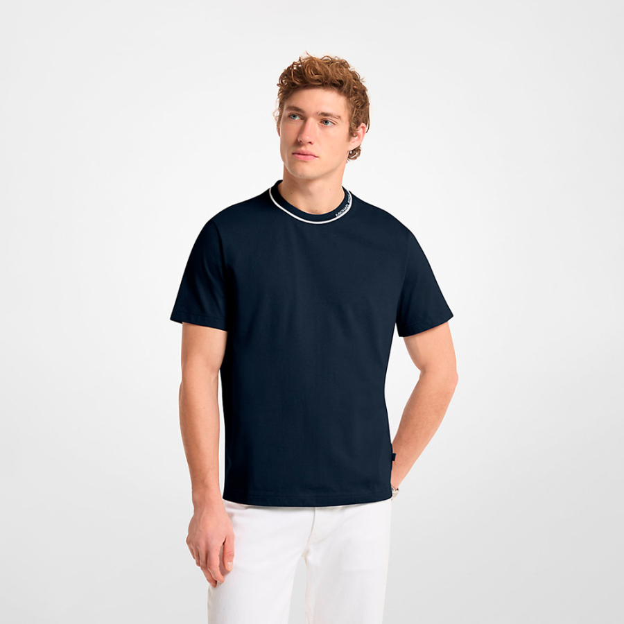 t-shirt-en-maille-de-coton-uni-avec-logo