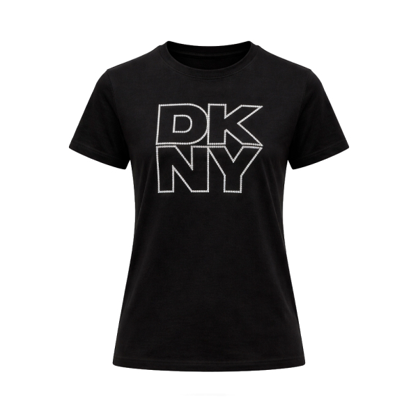 Dkny T-shirts hauts et polos Noir - T-shirt avec logo strass contour - M - Ref 37 €