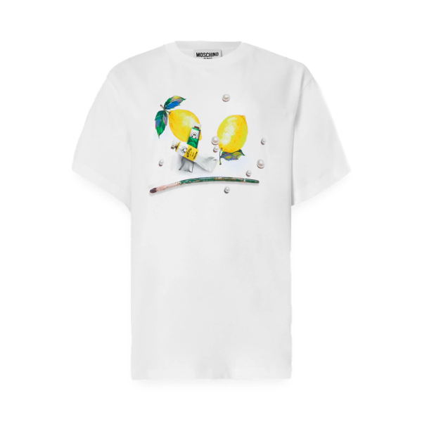 Love Moschino T-shirts hauts et polos Blanc - T-shirt peint au citron - M - Ref 100 €