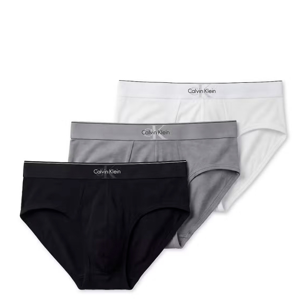 Calvin Klein Underwear Chaussettes Multicolore - Lot de 3 slips - Coton stretch monogramme graphique - M - Ref 39 €