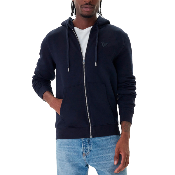 Guess Vestes en maille et pulls Bleu marine - SWEAT-SHIRT CAPUCHE BASIQUE AVEC FERMETURE CLAIR - S - Ref 69 €