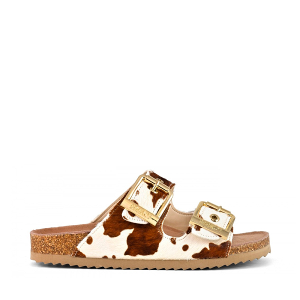 Colors Of California Sandale SLOFI en cuir effet poney - 37 Blanc, Brun- Ref.