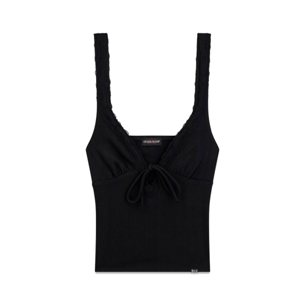 Guess T-shirts hauts et polos Noir - Haut en maille ctele et dentelle - XS - Ref 25 €