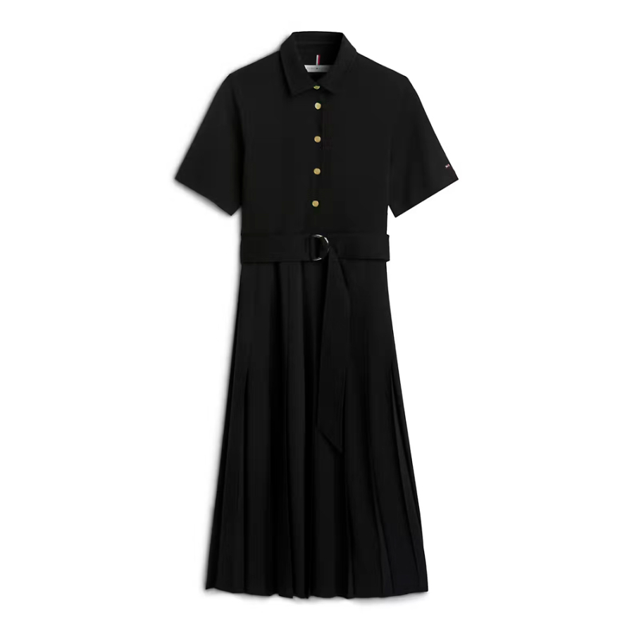 gold-button-mix-media-dress gold-button-mix-media-dress