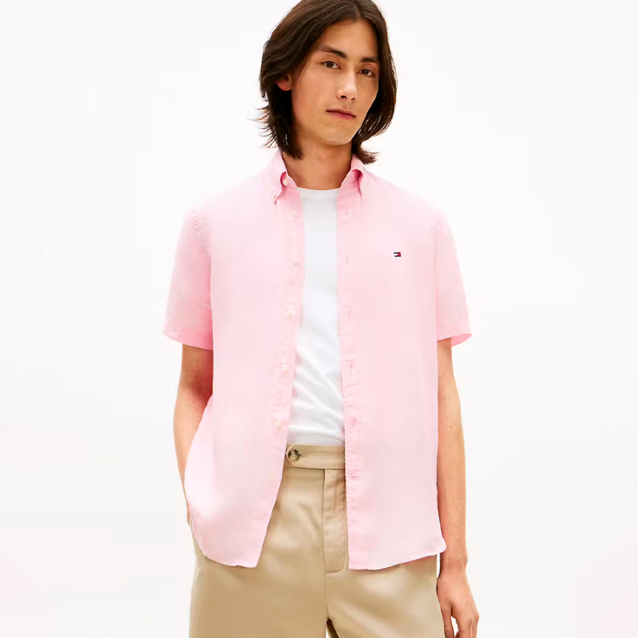 camisa-de-manga-corta-en-lino-efecto-lavado