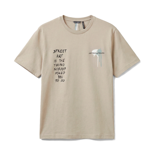 Antony Morato T-shirts Beige - T-shirt coupe dcontracte avec imprim artistique urbain - L - Ref 44 €