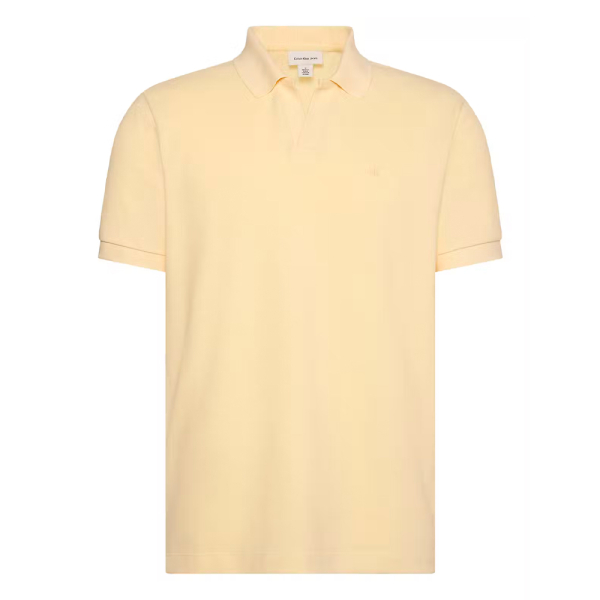 Calvin Klein Polos Jaune - Polo en piqu de coton col ouvert - S - Ref 56 €