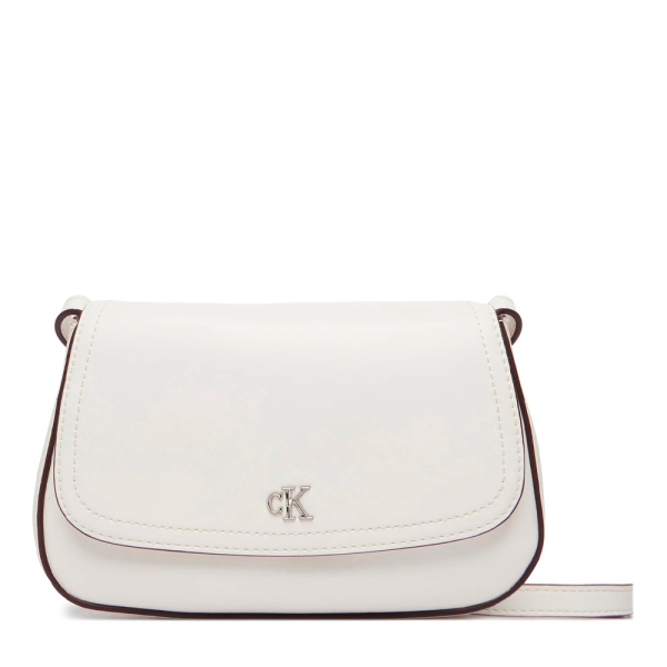 Calvin Klein Sac bandoulire style appareil photo avec rabat et monogramme - U Blanc- Ref 70 €