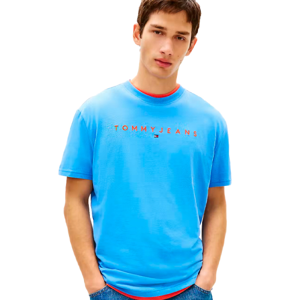 Tommy Hilfiger T-shirts Bleu - T-shirt en maille avec logo linaire brod - XL - Ref 24 €