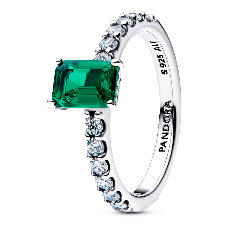 bague-halo-rectangulaire-vert-vif-194506c01 bague-halo-rectangulaire-vert-vif-194506c01