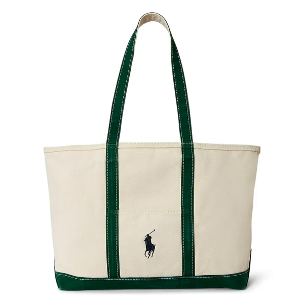 Ralph Lauren Sac fourre-tout en toile avec un grand poney - U Beige- Ref 127 €