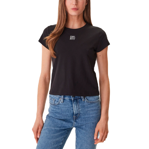 Dkny T-shirts hauts et polos Noir - T-SHIRT BB AVEC LOGO STRASS - L - Ref 29 €