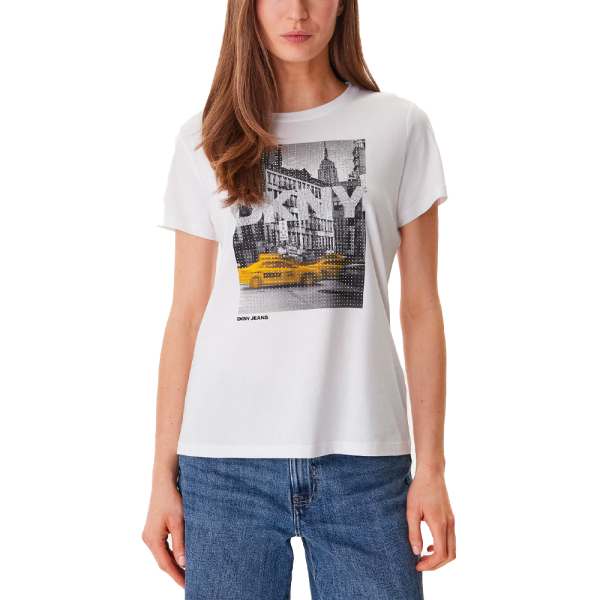 Dkny T-shirts hauts et polos Blanc - T-SHIRT PHOTORALISTE DE TAXI STRASS - XS - Ref 44 €