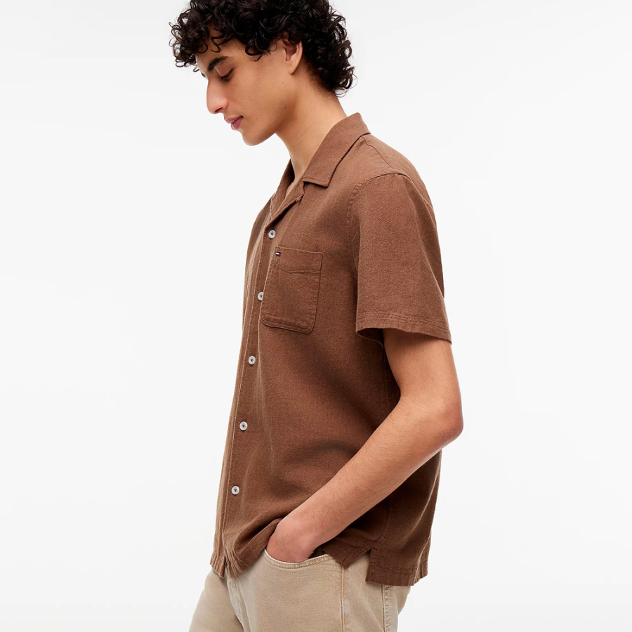 chemise-classique-a-manches-courtes-en-melange-de-lin