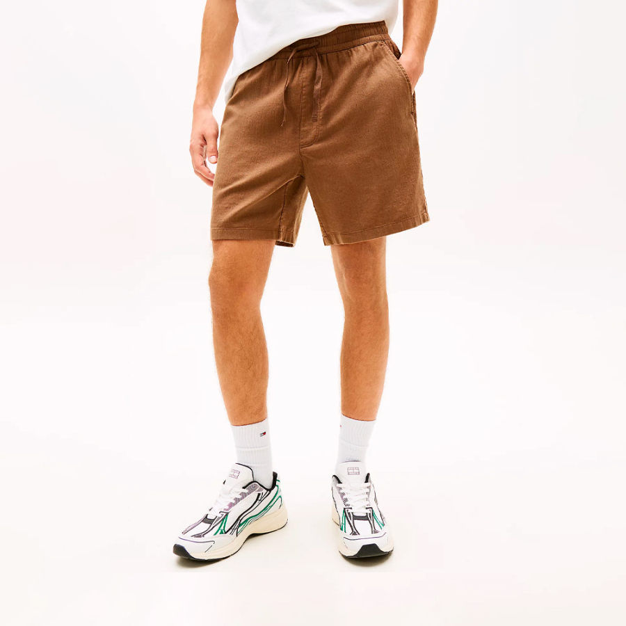 short-en-lin-a-jambes-larges-avec-logo short-en-lin-a-jambes-larges-avec-logo