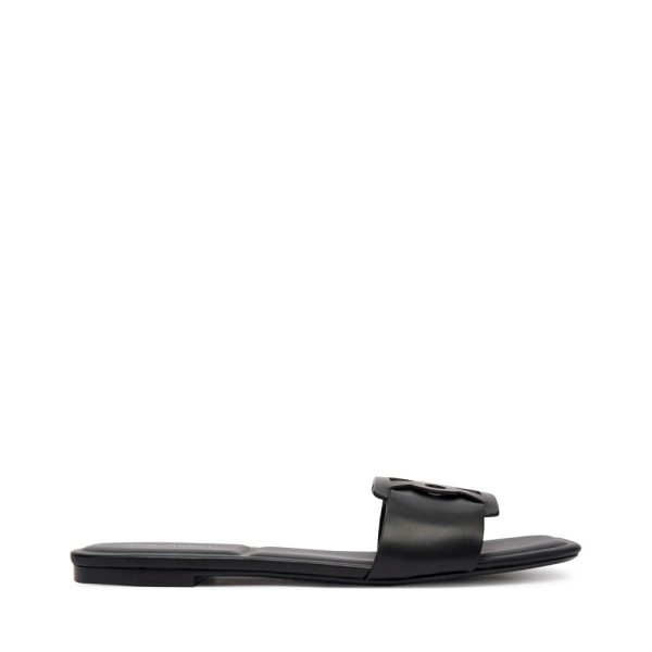 Calvin Klein Provence - Sandales plates en cuir bout carr - 40 Noir- Ref 70 €