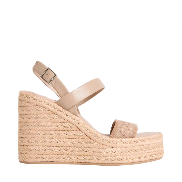 Calvin Klein Elisabeth - Sandales compenses style espadrille - 38 Beige- Ref 91 €